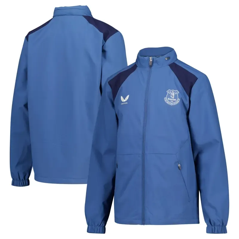 Everton Castore Coaches Training Rain Jacket - Blue - Kids