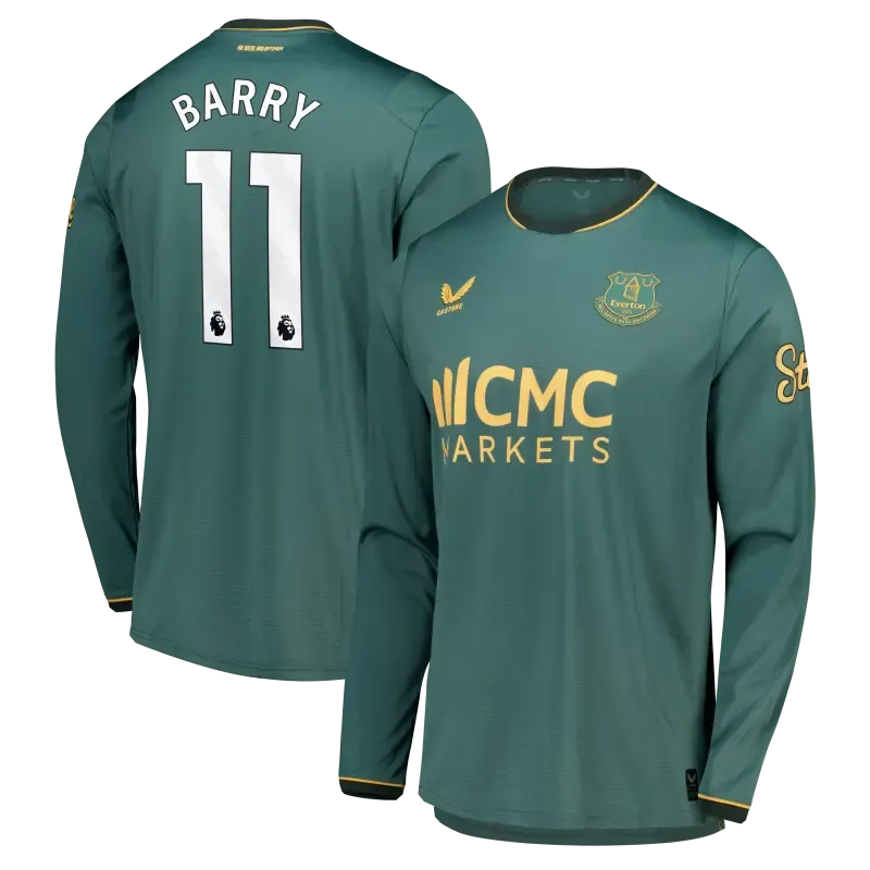 Everton Castore Third Pro Shirt 2026-27 - Long Sleeve With Barry 11 printing