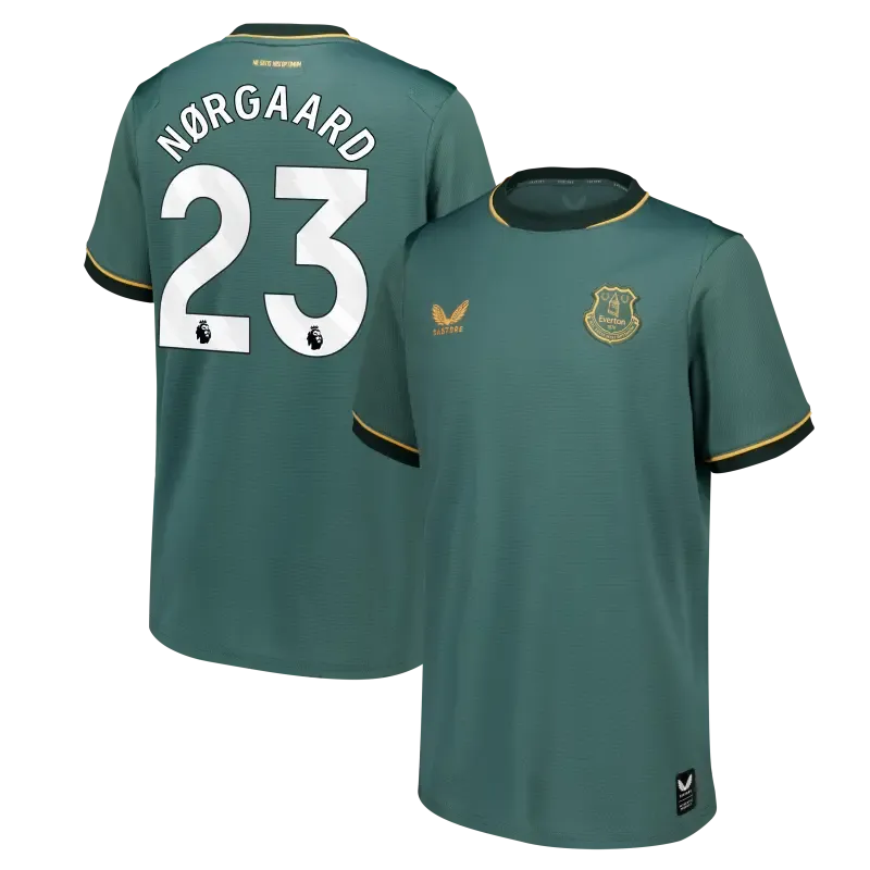 Everton Castore Third Replica Shirt 2026-27 - Kids With Nørgaard 23 printing